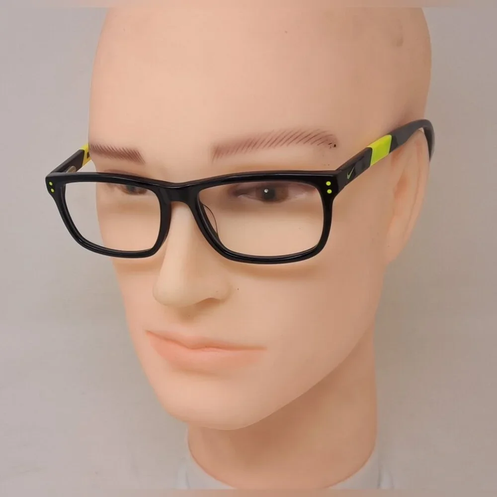 Nike Kid Glasses Frames Swoosh Black Yellow Square 5536 010 49-15-140